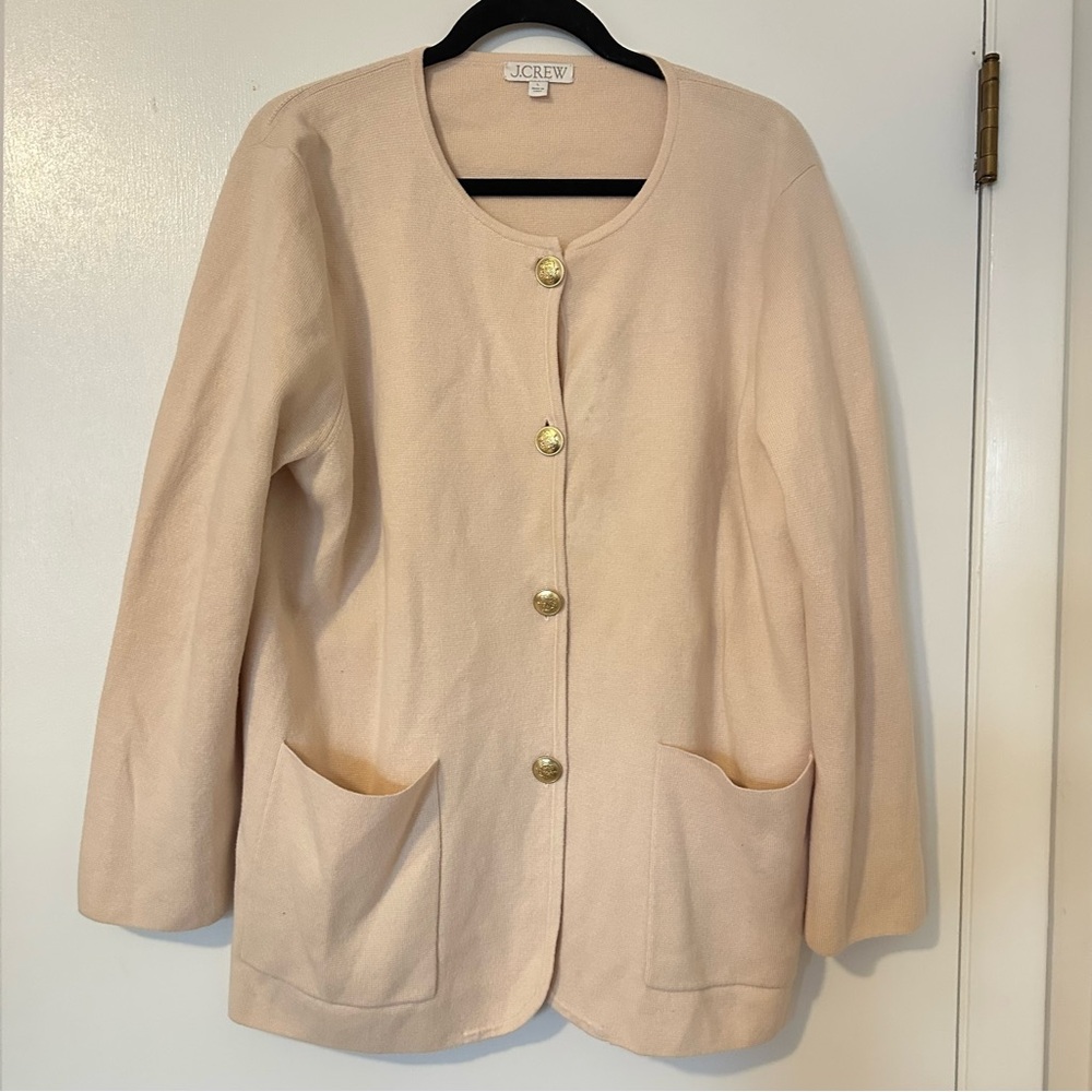 J. Crew Giselle Cardigan Blazer Jacket Merino Cotton Womens Large Cream - Picture 4 of 12